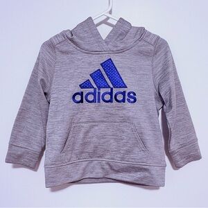 Adidas Kids Heather Gray Hoodie with Blue Logo